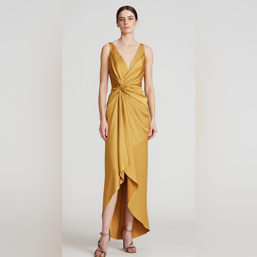 Halston Reilly gold satin gown